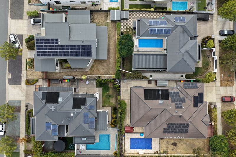 Solar panels on a residential roof